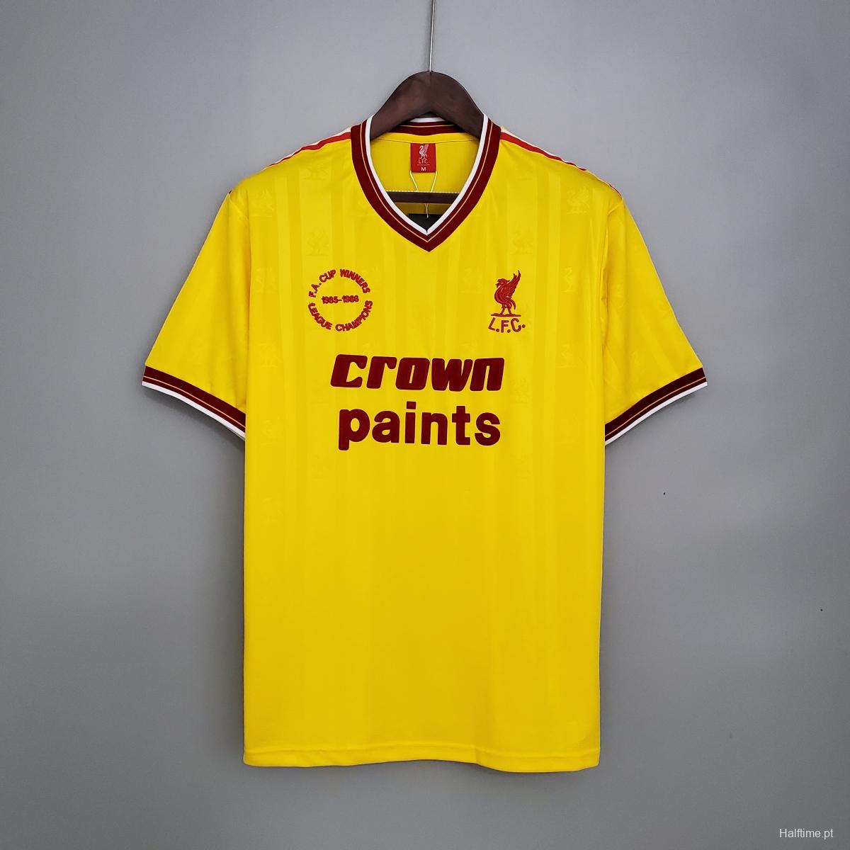 Retro 85/86 Liverpool away yellow Soccer Jersey