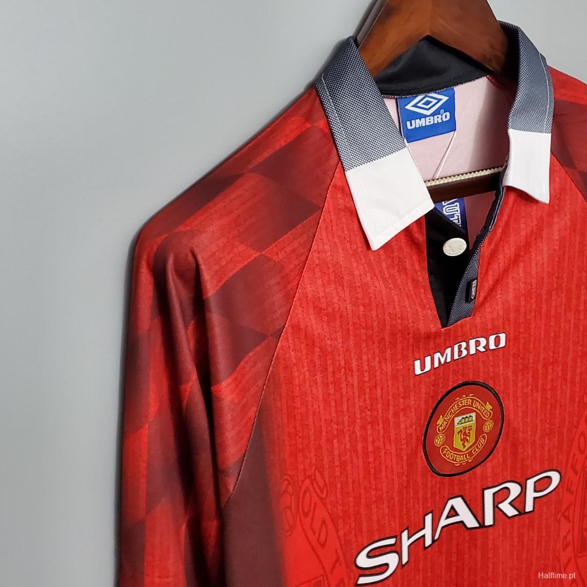 Retro Long Sleeve 1996 Manchester United home Soccer Jersey