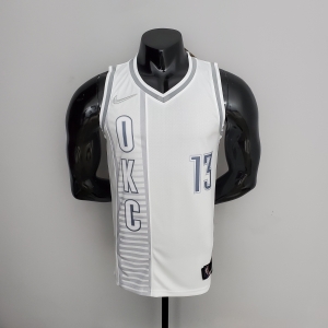 75th Anniversary 2202 Season Oklahoma City Thunder GEORGE#13 City Edition White NBA Jersey