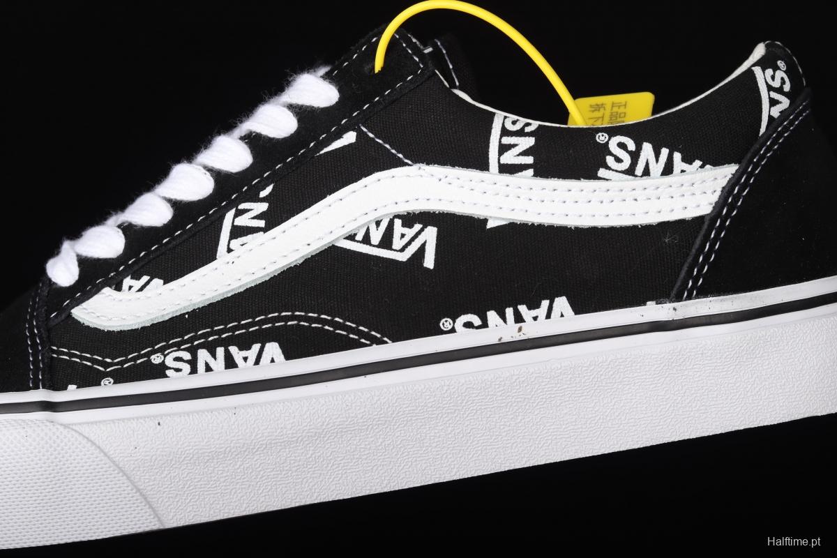 Vans Old Skool classic black and white LOGO letter printed low upper board shoes VN0A3WKTQW7