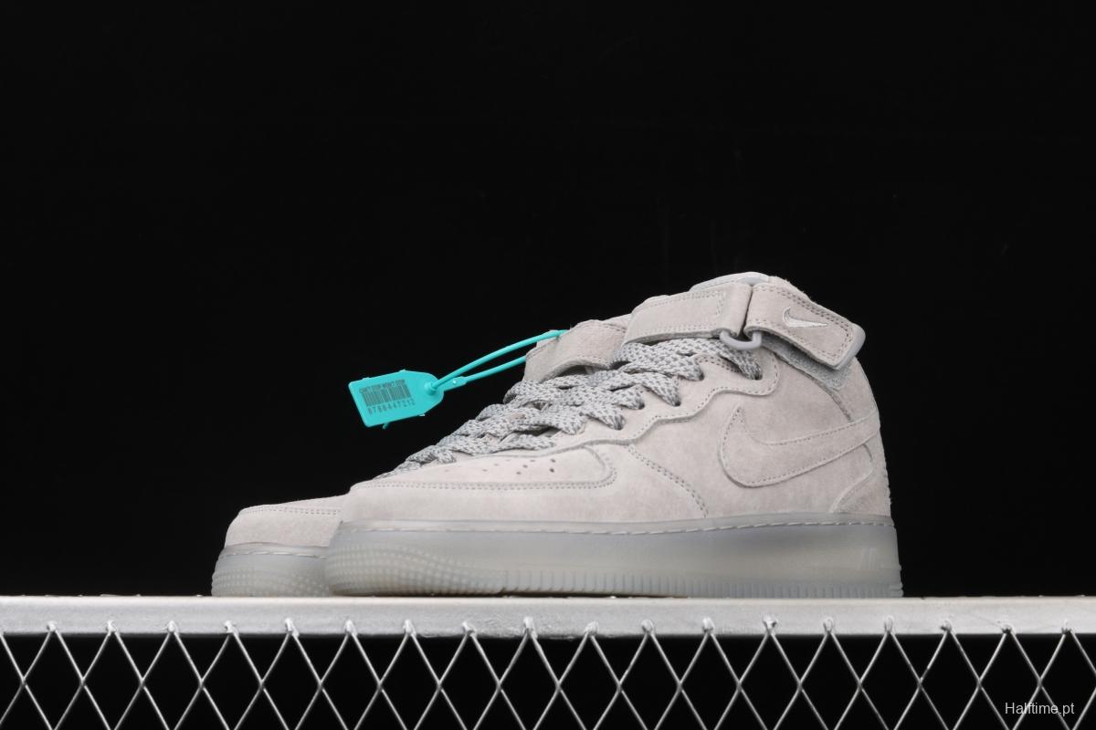 Reigning Champ x NIKE Air Force 1 07 Mid defending champion suede gray 3M reflective sports leisure board shoes GB1119 198 Halftime