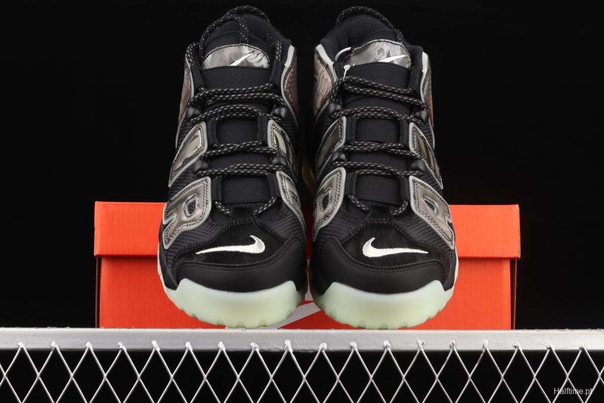 NIKE Air More Uptempo 96 QS Pippen original series black and green floating world painting night light classic high street leisure sports culture basketball shoes DM6213-045