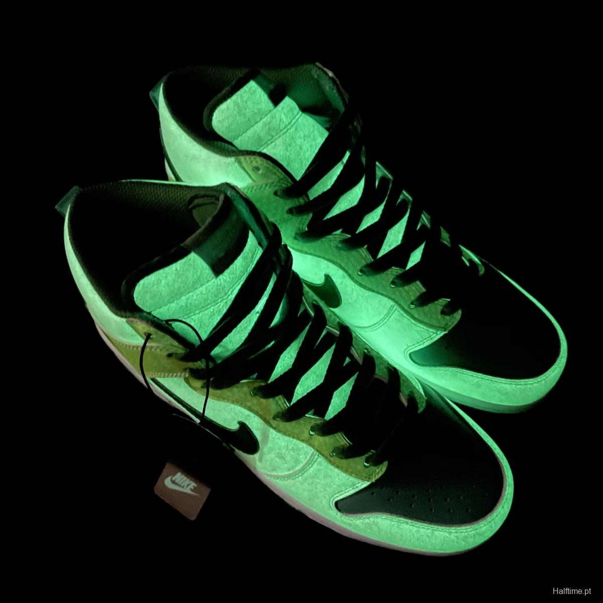 NIKE DUNK High Premium 'Glow In The Dark 2' luminous white and green dunk series retro high-top leisure sports skateboard shoes 312786-131