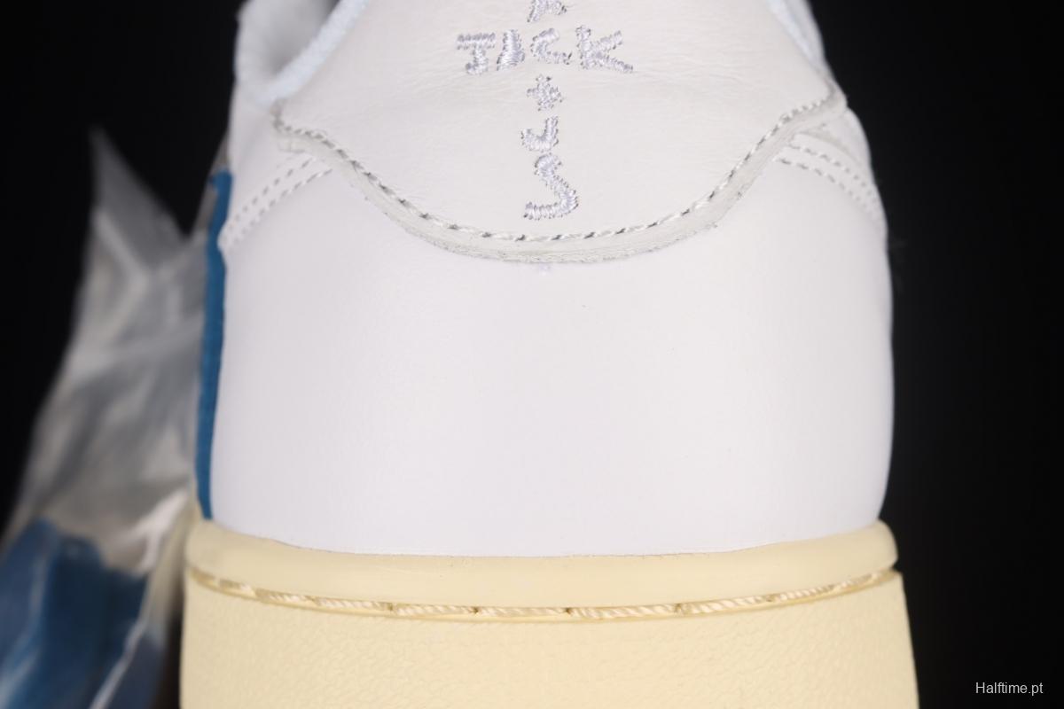 Travis Scott x Air Jordan 1 Low raw rubber white and blue barb low-top cultural sneakers CQ3277-100