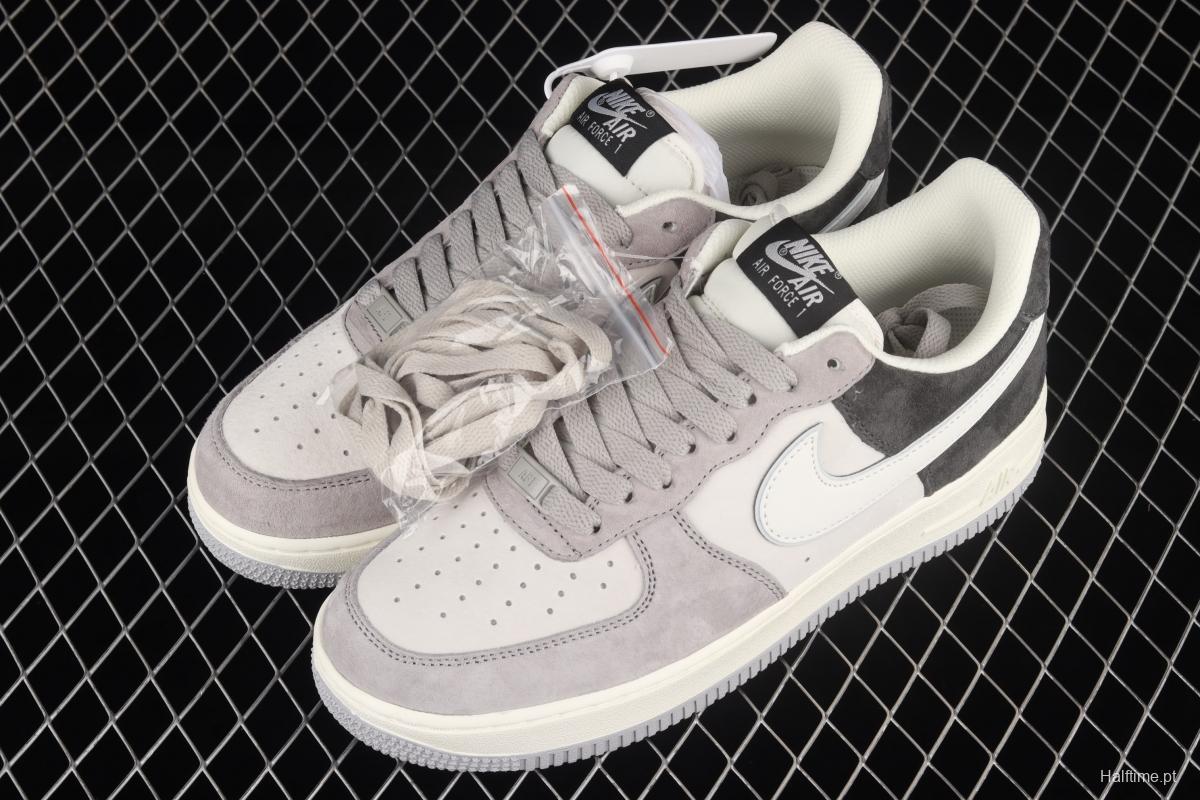 NIKE Air Force 11607 Low white and gray stitched suede color matching low-top casual board shoes DW0831-896