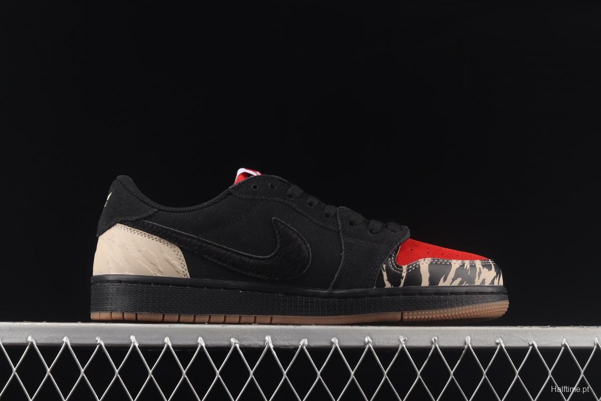 Air Jordan 1 Low Carnivore predator theme black and red low-side cultural board shoes DN3400-001