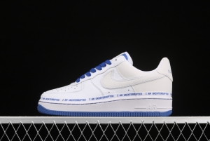 NIKE Air Force 1x 07x Uniterrupted white and blue graffiti James and the famous 3M reflective low-top leisure sports board shoes CQ0494-100