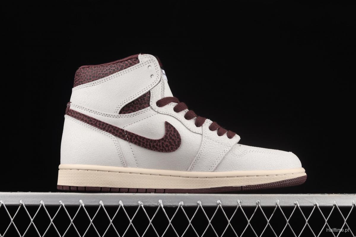 A Ma Maniere x Air Jordan 1 High OG co-branded snakeskin high top basketball shoes DO7097-100