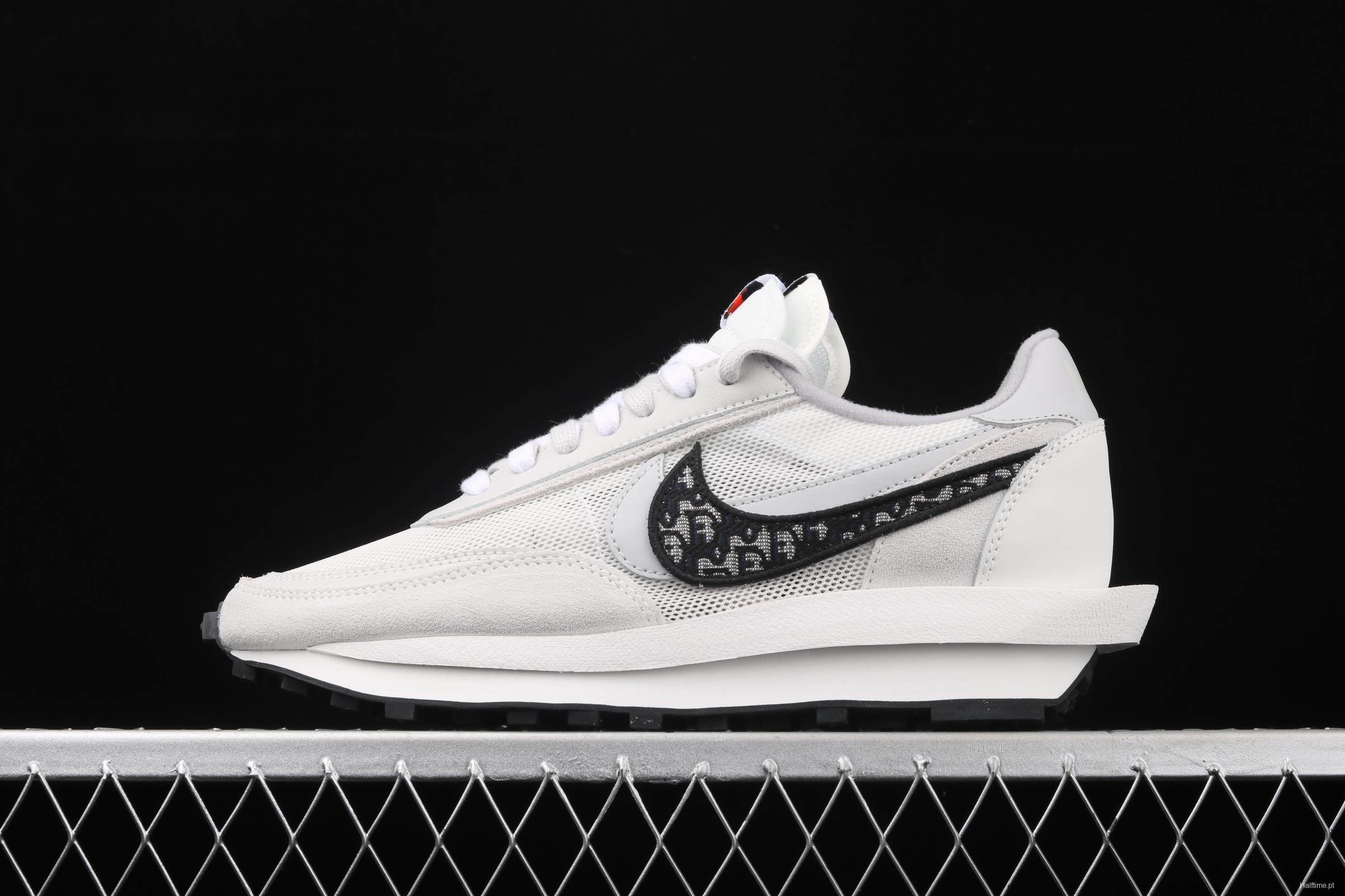 Dior x Sacai x NIKE LVD Waffle Daybreak co-signed catwalk style double hook Swoosh running shoes CN8898-002