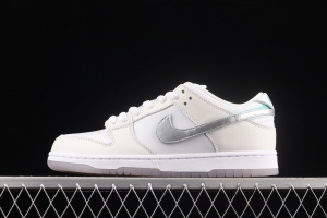 Diamond Supply Co x NIKE SB DUNK Low joint style white diamond SB rebound fashion casual board shoes BV1310-100