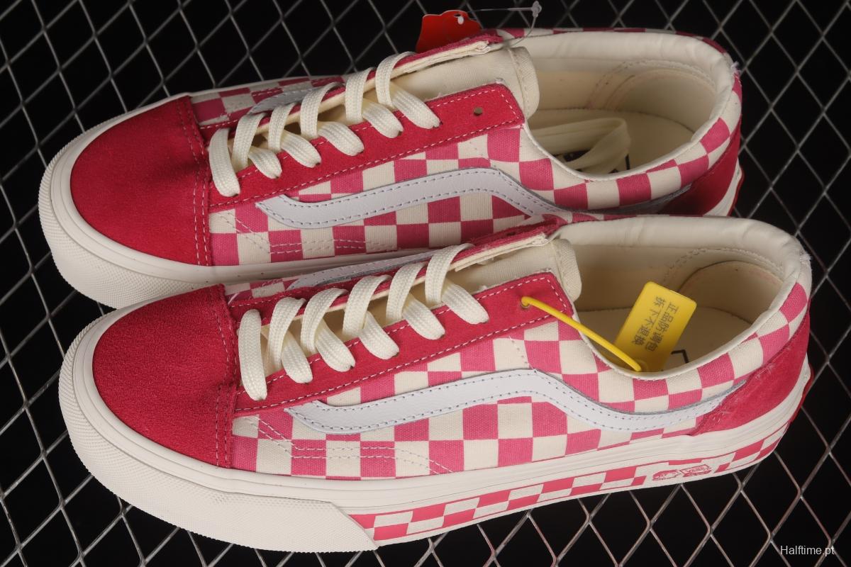 Vans Style 36 Anaheim Pink and White Checkerboard Low Help Casual Board Shoes VN0A38GF2U9