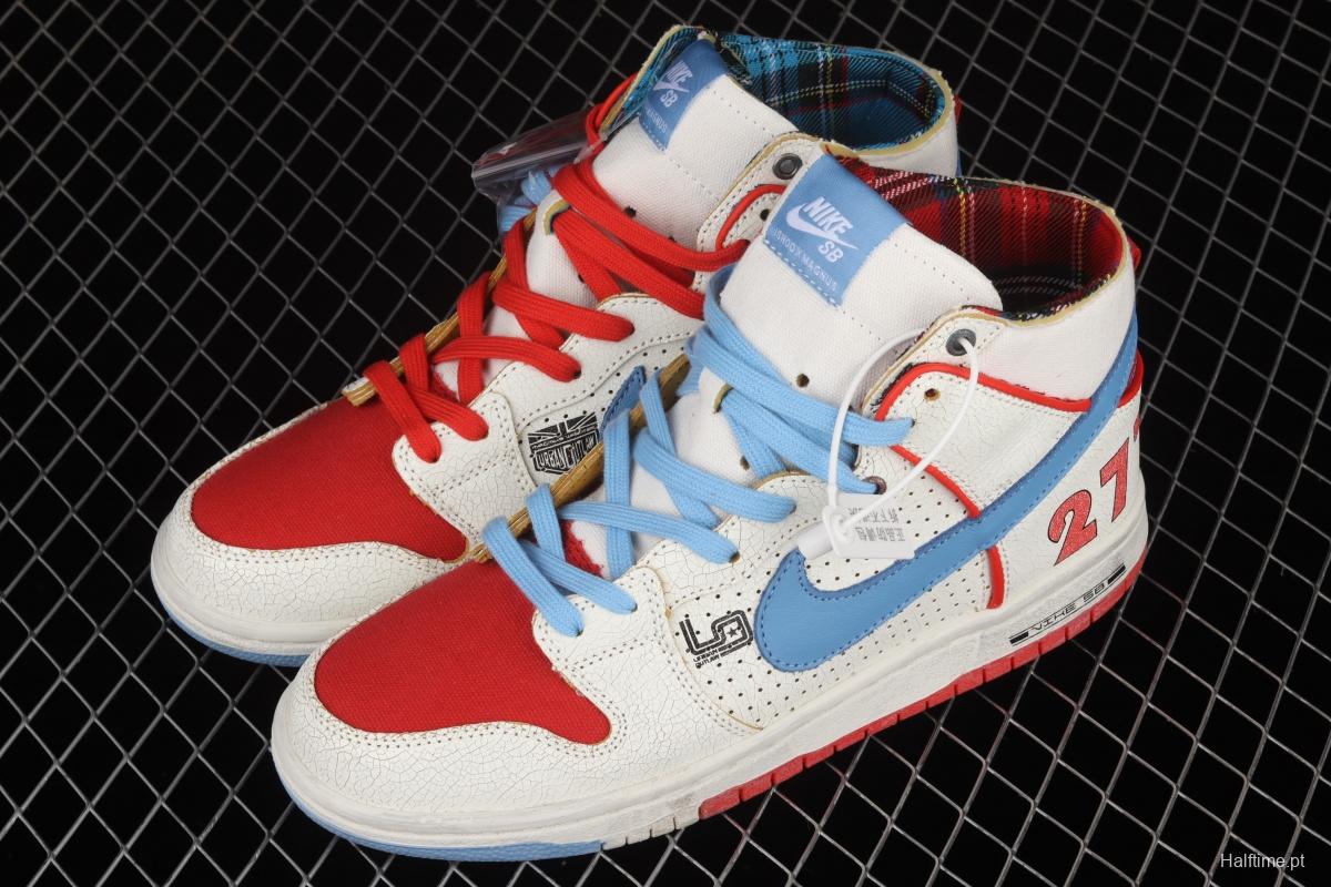Magnus Walker x NIKE DUNK High Pro Decon QS [Porsche 911] White, blue and red high top casual skateboard shoes DH7683-100