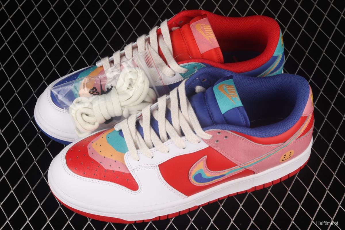 Cactusplantfleamarket x NIKE DUNK Low Rainbow smiley face joint style rainbow mandarin duck joint style low-side sports leisure board shoes LF4587-001