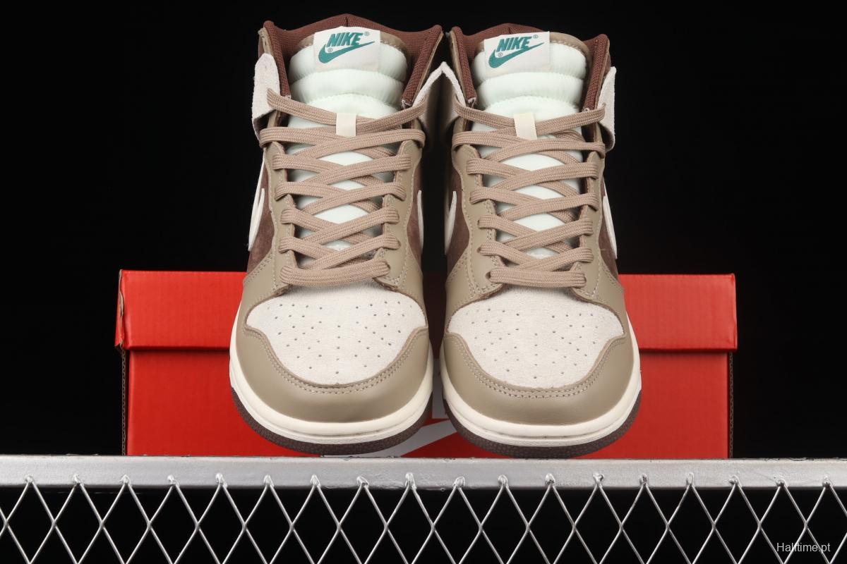 NIKE DUNK High Light Chocolate Chocolate vintage White Brown High Top Leisure Skateboard shoes DH5348-100