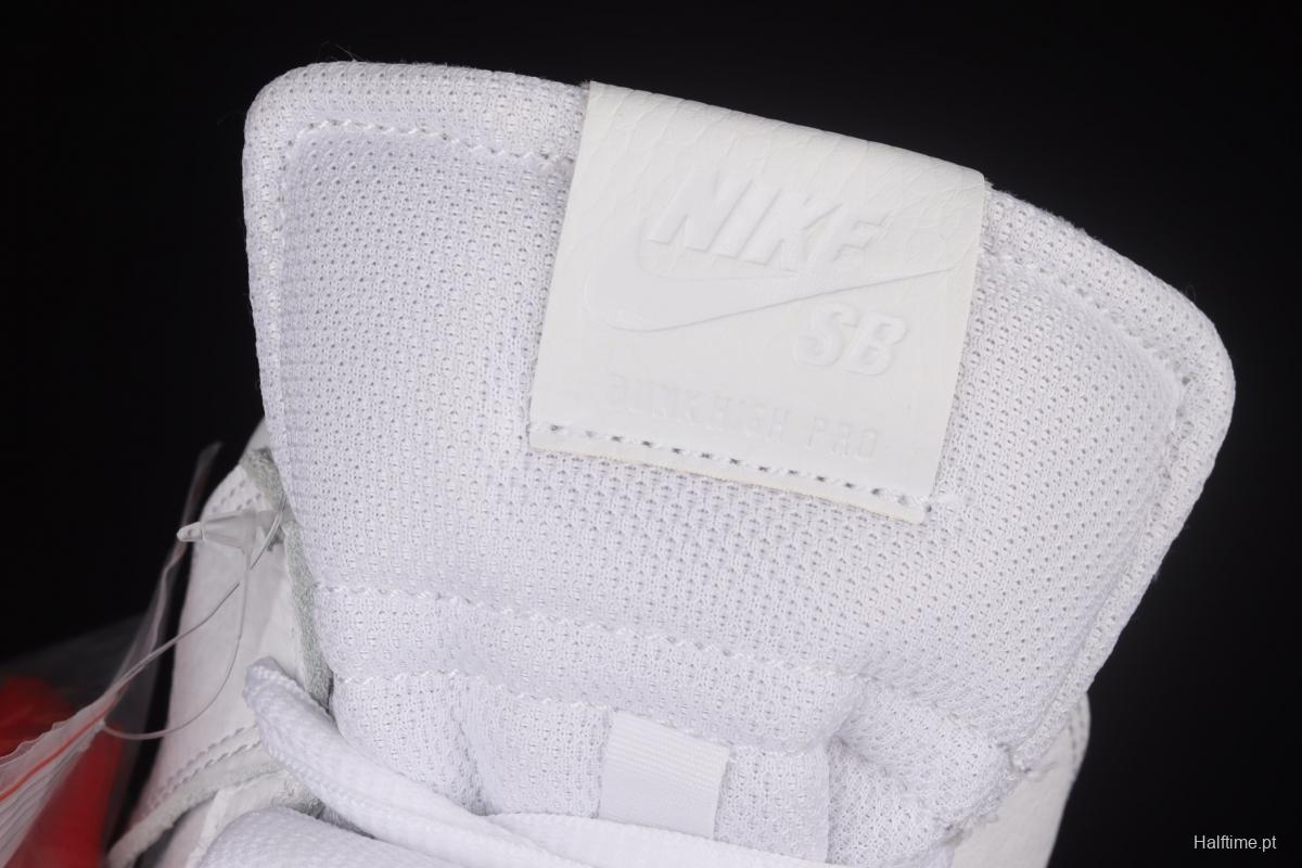NIKE DUNK SB Zoom High Pro Qs white and red scraping, white coconut SB crushing rebounds, high upper shoes AH9613-116