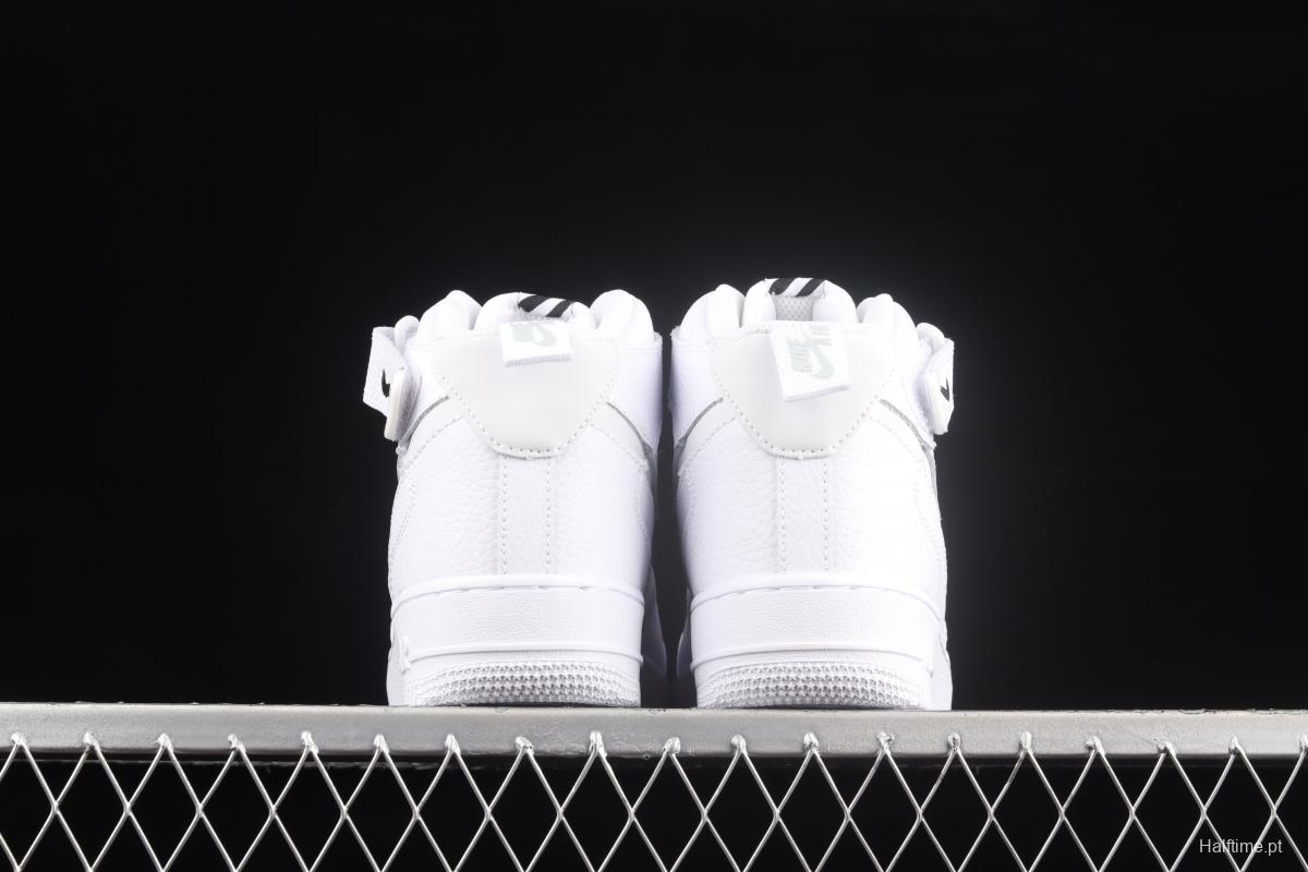 NIKE Air Force 1 Mid Premium all white reflective Zhongbang casual board shoes CU3088-606