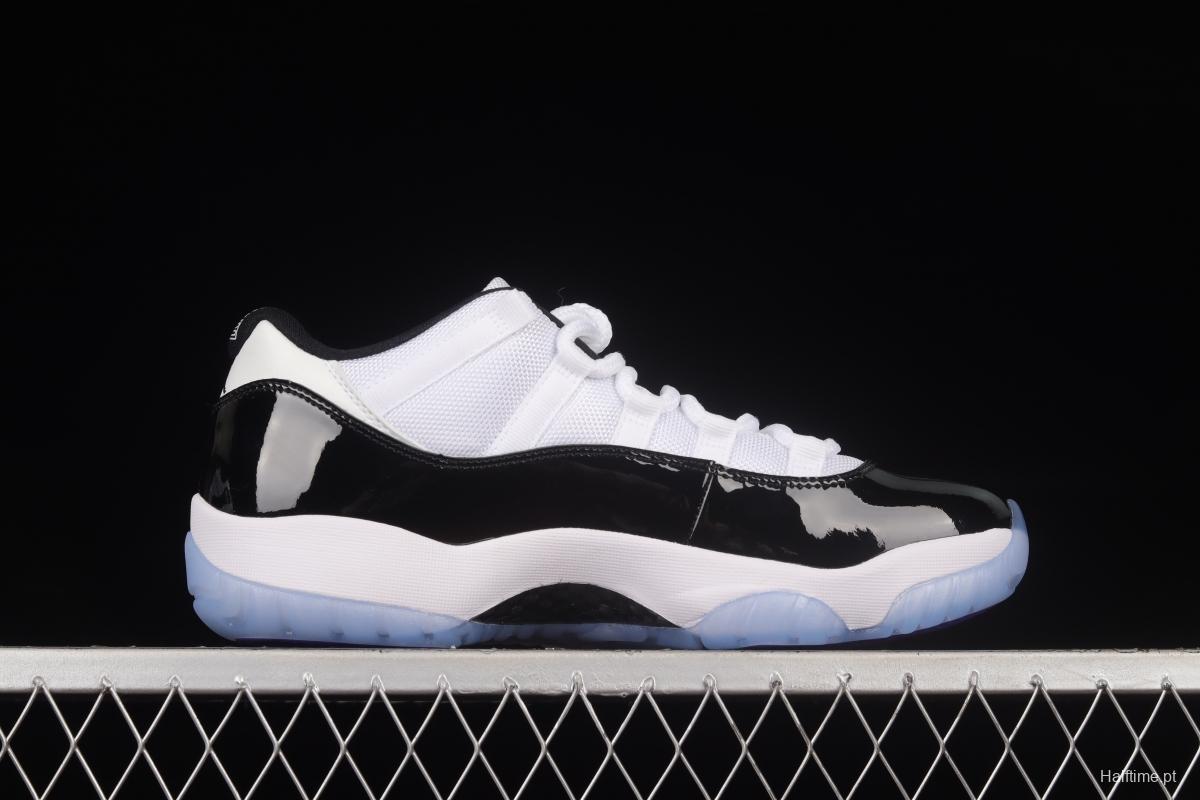 Air Jordan 11 Low Concord 1 Kang buckle white and black real standard real carbon low-top basketball shoes 528895-153