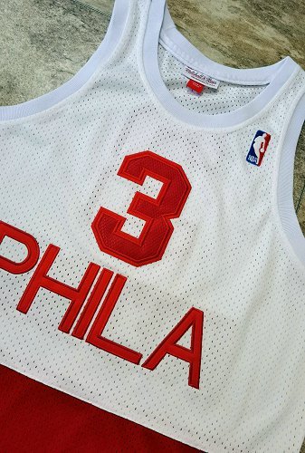 Men's Allen Iverson White And Red Retro Classic Team Jersey