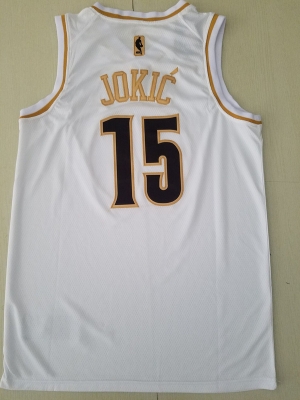 Nikola Jokic 15 White Golden Edition Jersey