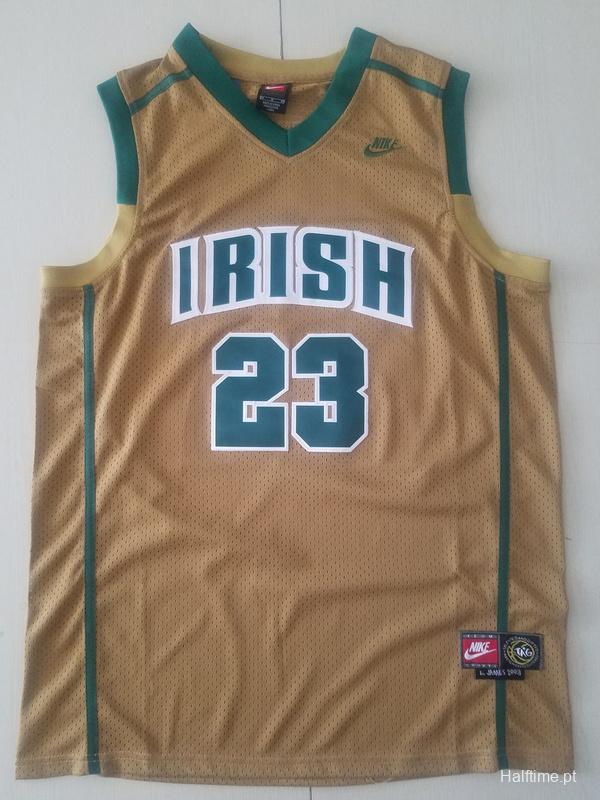 LeBron James 23 Irish High School Yellow Basketball Jersey