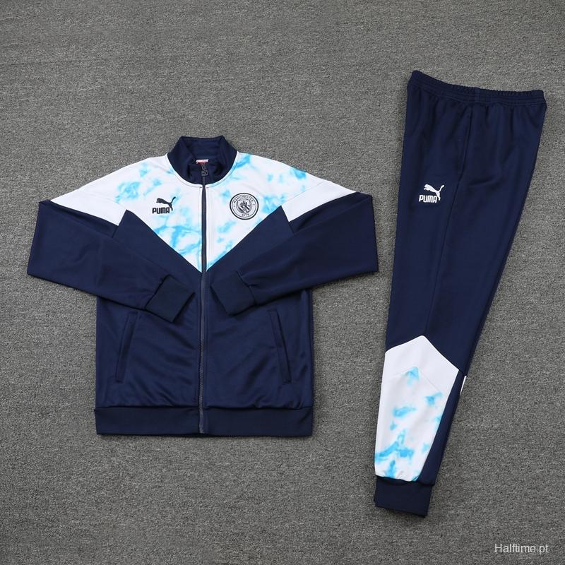 2022 Manchester City Navy/White Full Zipper Jacket Suit