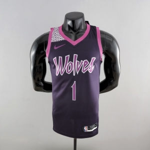 Minnesota Timberwolves EOWAROS#1 Black And Purple NBA Jersey