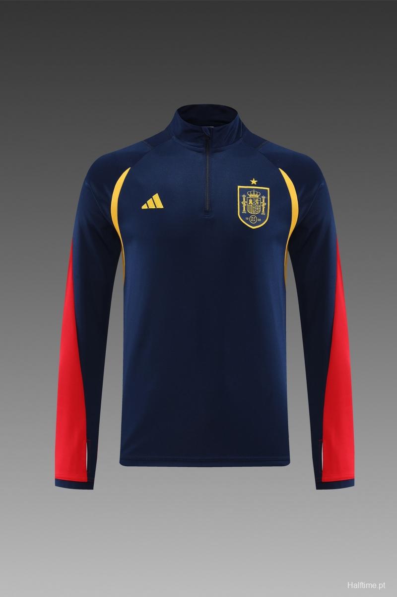 2022 Spain Navy Half Zipper Tracksuit