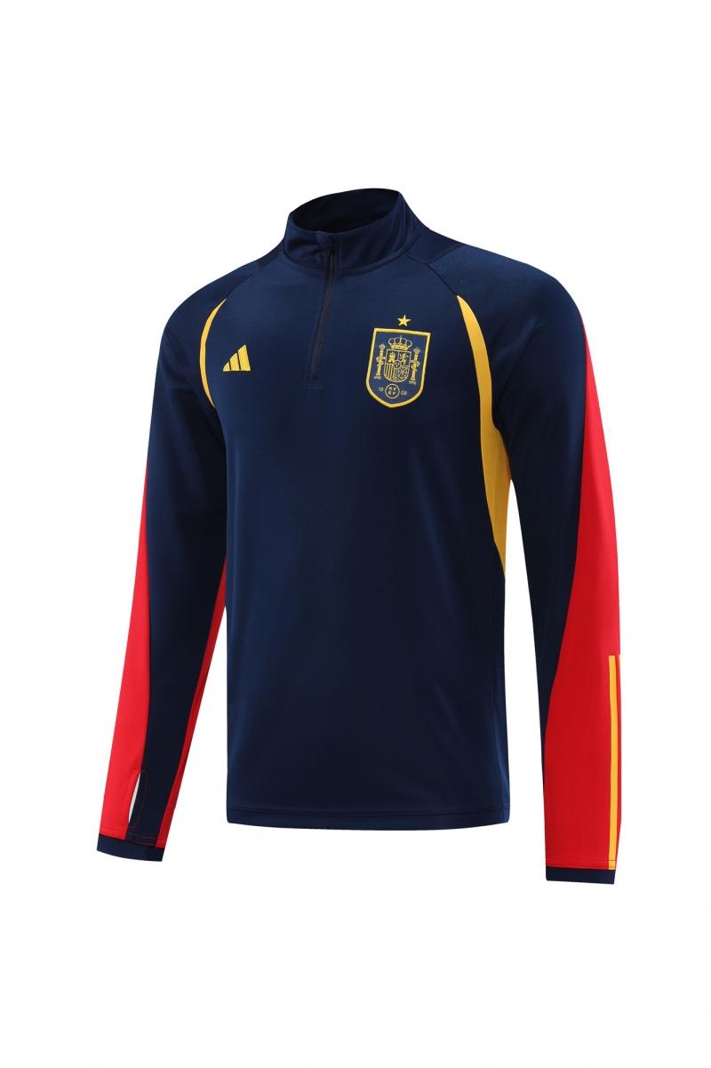 2022 Spain Navy Half Zipper Tracksuit