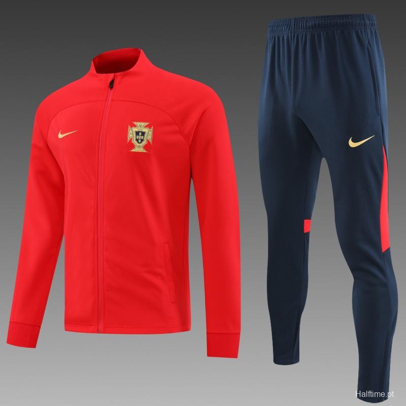 2022 Portugal Red Full Zipper Tracksuit