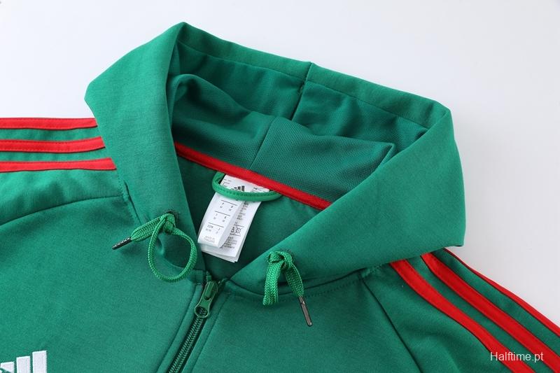 2022 Mexico Green Hoodie Full Zipper Tracksuit