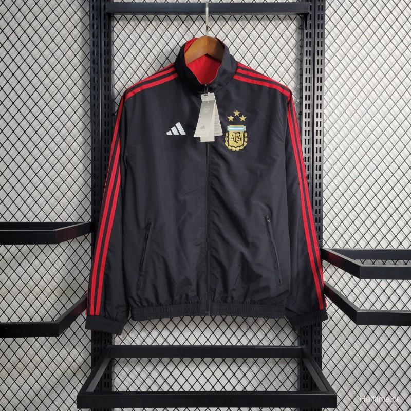 2023 Reversible 3-star Argentina Red/Black Windbreaker