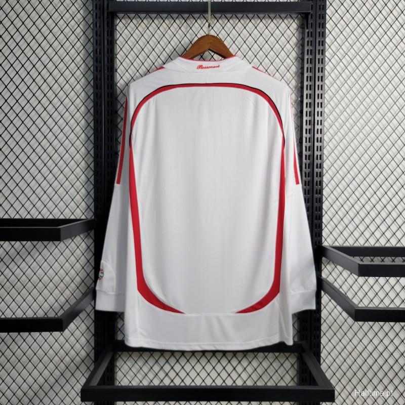 Retro Long Sleeve 2006-07 AC Milan Away White Jersey