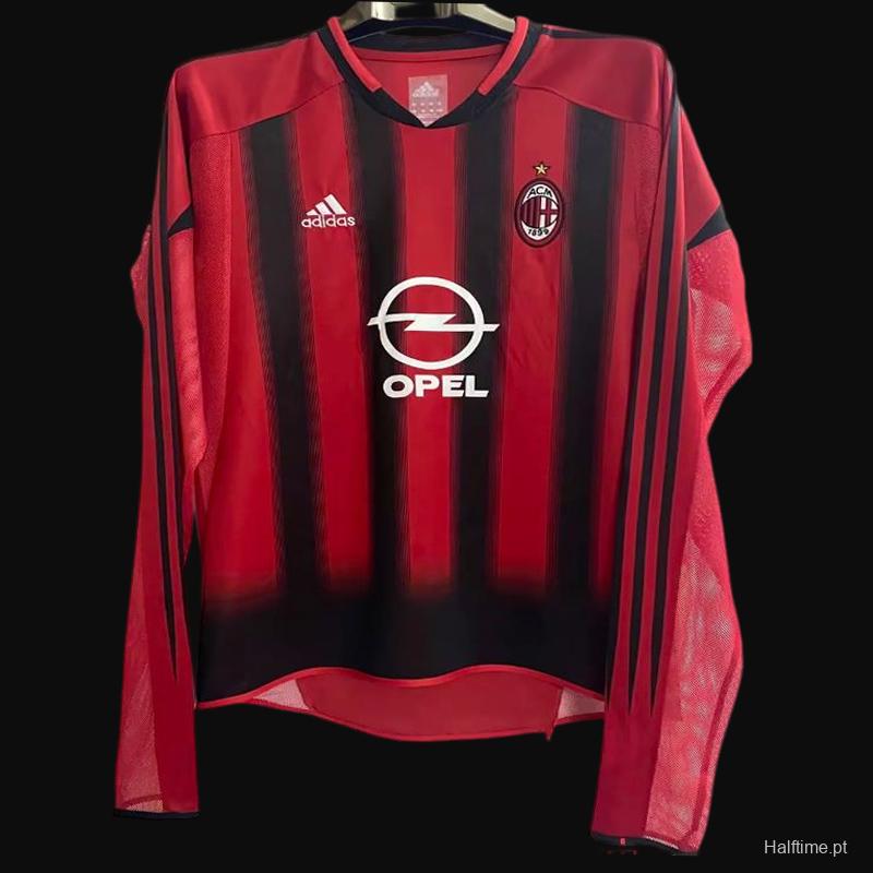 Retro 04 05 AC Milan Home Long Sleeve Jersey