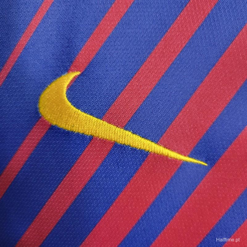 Retro 17-18 Barcelona Home Soccer Jersey