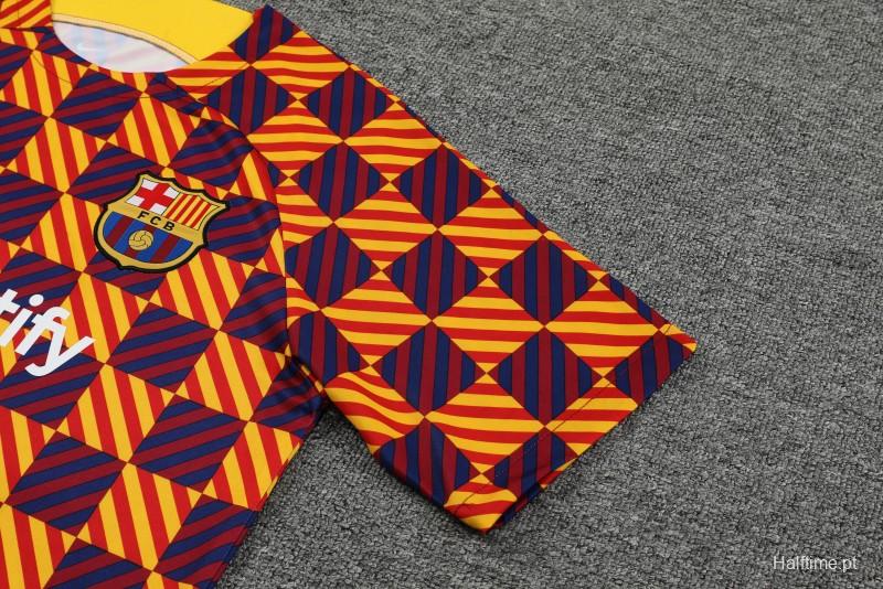 23-24 Barcelona Special Orange Grid Short Sleeve+Shorts