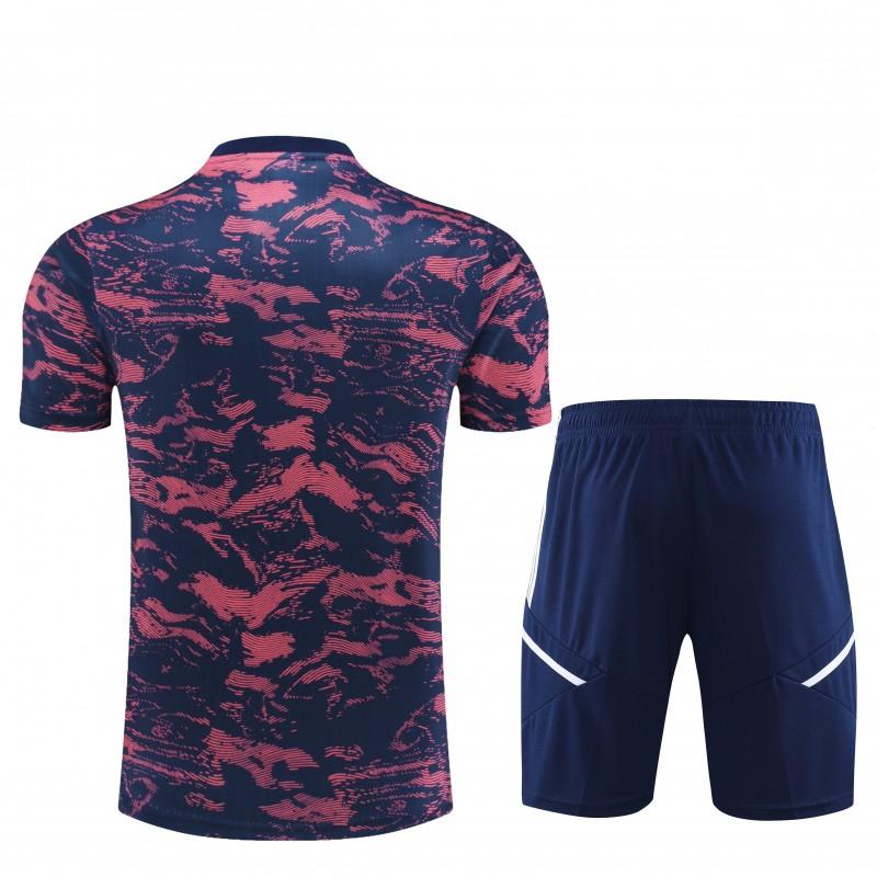 23 24 Juventus Red Navy Stripe Short Sleeve+Shorts