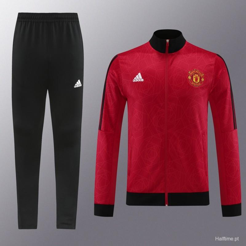 23/24 Manchester United Red Full Zipper Jacket+Pants