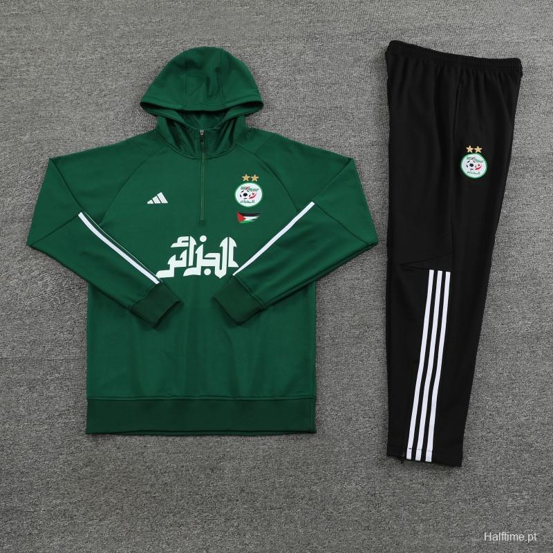 2024 Algeria Green Hoodie  Full Zipper Hoodie Jacket+Pants