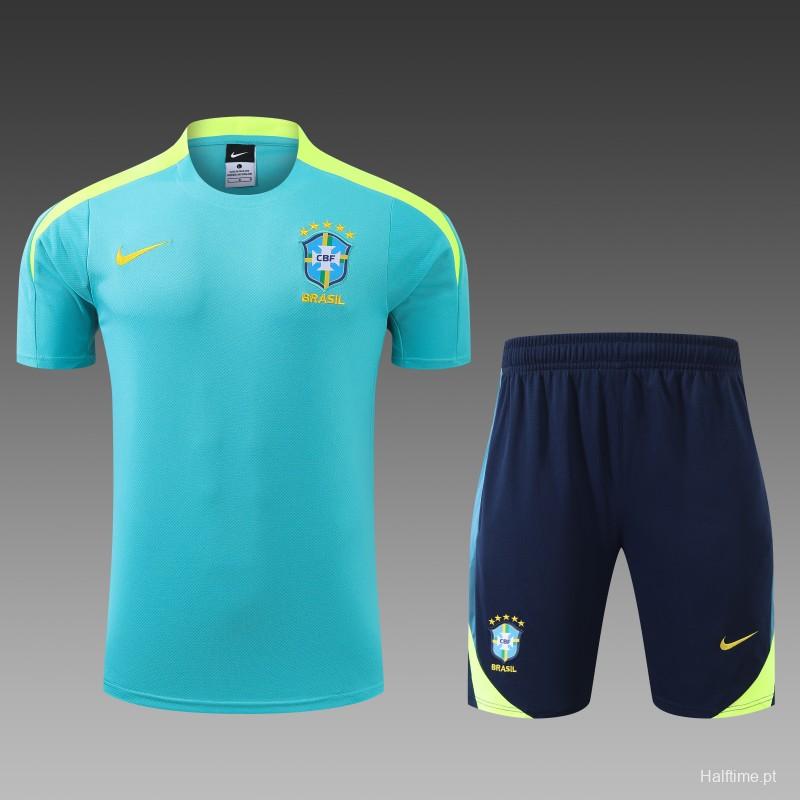 2024 Brazil Blue Short Sleeve Jersey+Shorts