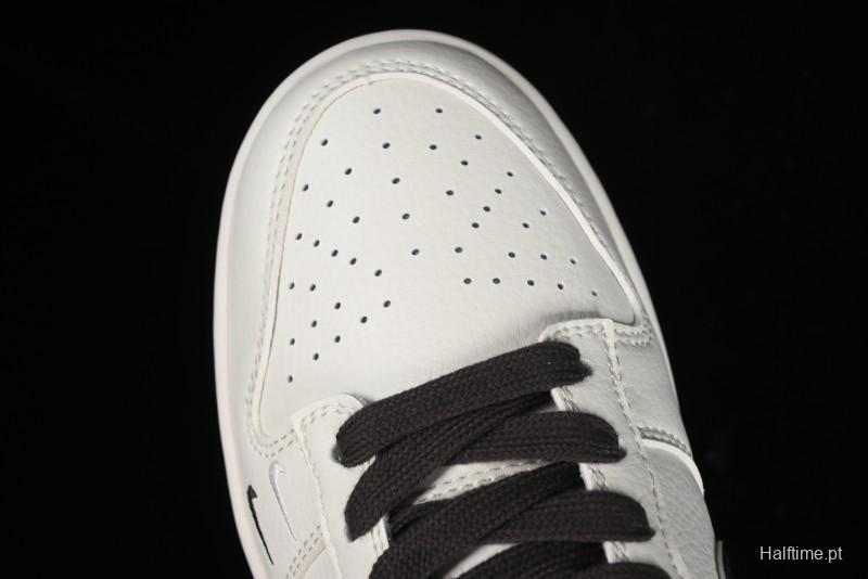 Stussy x Nike SB Dunk Low Anniversary Customized Casual Sneakers in Off-White Black Swoosh - DQ1098-378