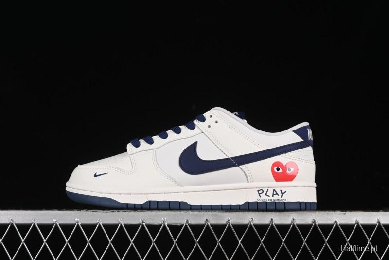 Nike SB Dunk Low Comme des Garcons Collaboration - Off-White Blue Swoosh Anniversary Custom Low-Top Casual Sneakers - KK1888-008