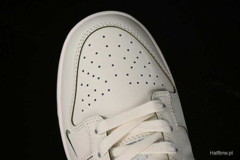 Nike SB Dunk Low Supreme Collaboration - Off White Dark Green Check Anniversary High-End Custom Low-Top Casual Skate Shoes - DQ1098-393