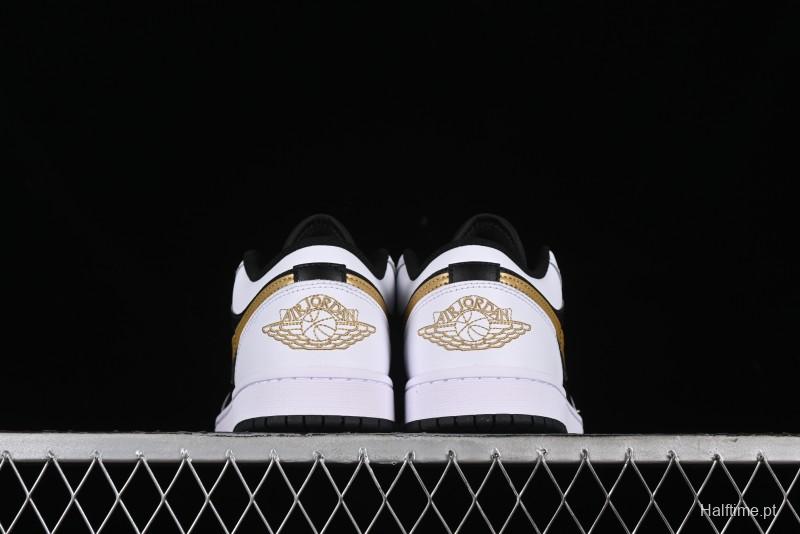 Nike Air Jordan 1 Low AJ1 Black White Gold Hook Basketball Shoes - 553558-172