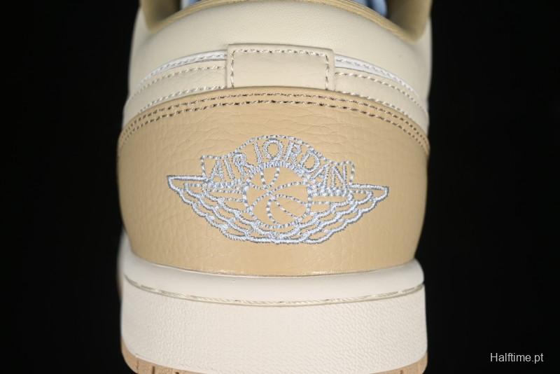 Nike Air Jordan 1 Low OG AJ1 Retro Basketball Shoes in White and Brown - HQ4186-111