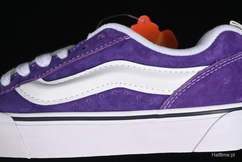 Vans Classics Knu Skool Full-Grain Leather Retro Sneakers with Chunky Silhouette - VN000CS0DRV