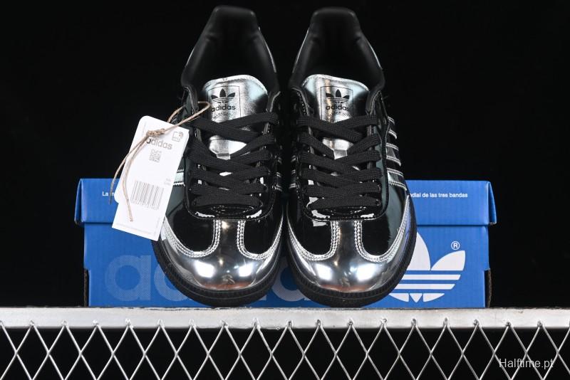 Adidas Samba Atmos IH3364 Patent Leather Black Silver Casual Sneakers