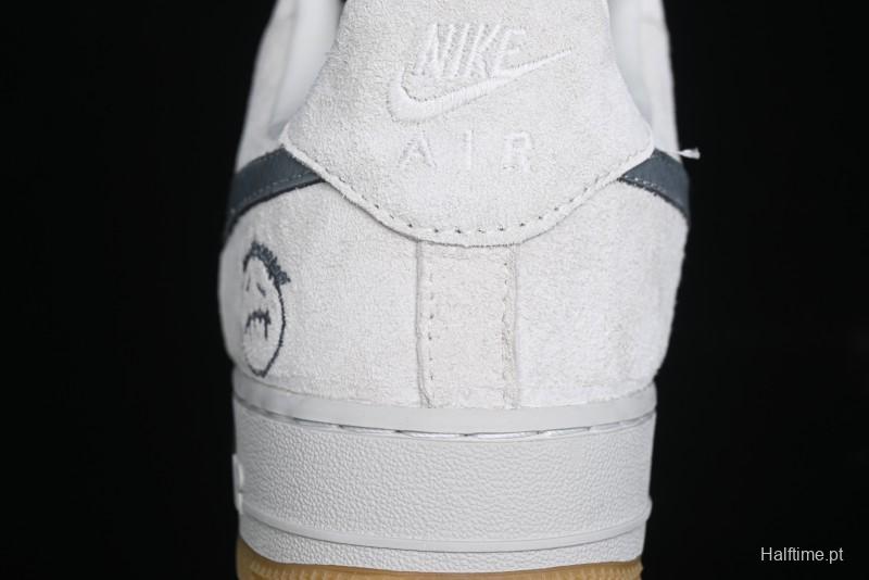 Nike Air Force 1 '07 Low Ghostface Collaboration - Light Grey Pigskin Low-Top Casual Sneakers - DF0188-022
