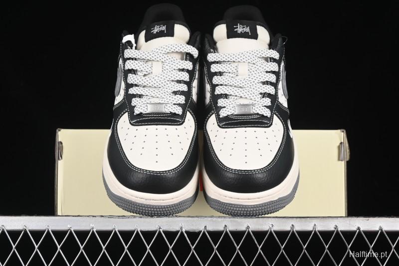 Nike Air Force 1 '07 Low Stussy Collaboration - Black Grey Casual Sneakers - XZ3328-566
