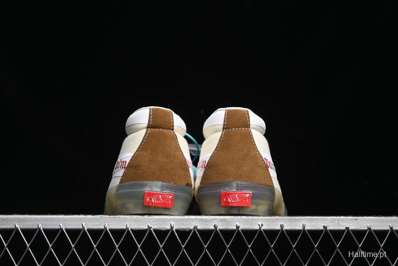 Palm Angels x Vans Sk8-Mid Collaboration Mid-Top Skate Shoes with Distressed Sole - VN000CRPGRN