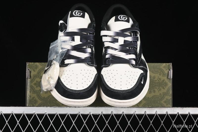 Nike Travis Scott x Fragment Design x Air Jordan 1 Low OG SP AJ1 Gucci Collaboration - Black Dragonfly Low-top Casual Sneakers - SJ2068-139